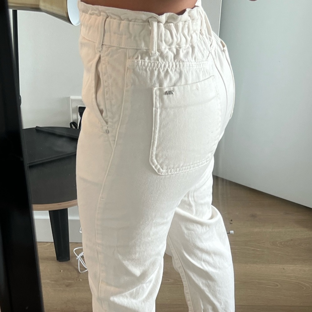 Zara White Paperbag Jeans